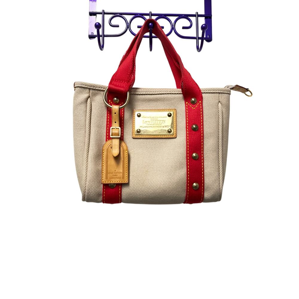 Louis Vuitton Antigua Cabas PM Canvas Small Bag Ivory and Orange - Picture 3 of 14